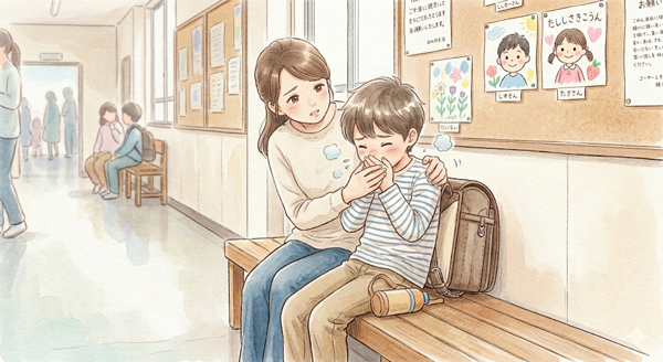 花粉症がつらそうな男の子